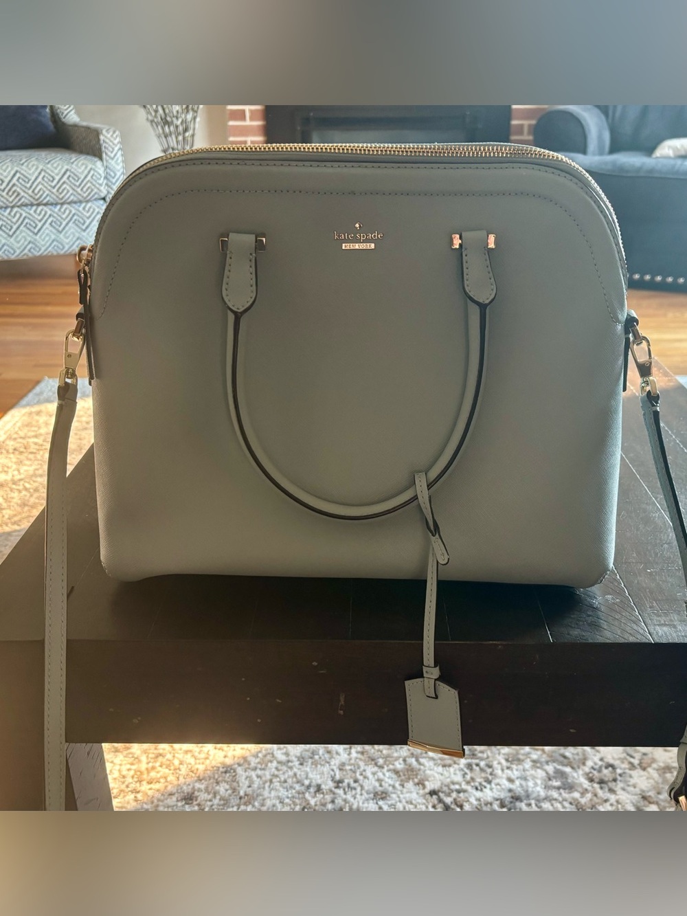 kate spade light blue Saffiano Leather Dome Satchel